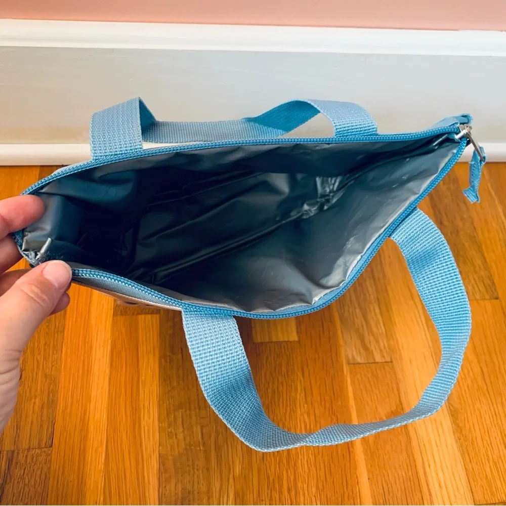Disney Stitch Lunch Box Blue White Sequins Rainbow Used